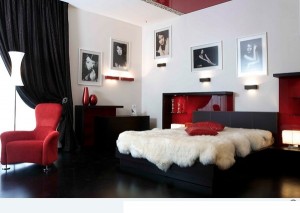 تصميم غرف نوم تصاميم لغرف نوم حديثة وعصرية باللون الاحمر والابيض والاسود: