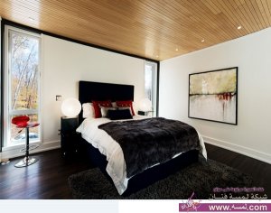 تصاميم لغرف نوم حديثة وعصرية باللون الاحمر والابيض والاسود