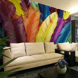 2013The-colored-feathers-large-murals-living-room-TV-sofa-backdrop-Bedroom-wallpaper-personalized-custom
