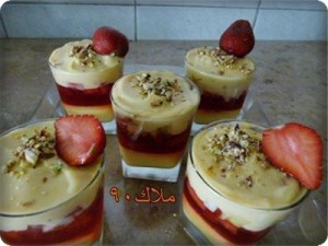 حلويات بارده لشهر رمضان 2014 ، طريقة تحير حلى كاسات الفواكه