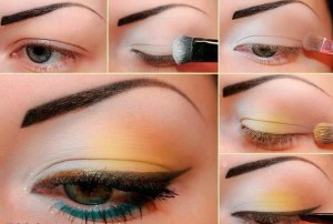 ميك اب ذهبي وازرق للعيون 2014 ، مكياج عيون ذهبي وازرق يجنن 2014