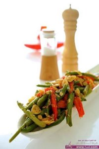 فاصوليا خضراء مع شرائح اللوز