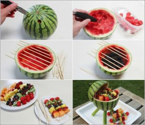 فكره جميله وجديده لتقديم الفواكه علي شكل شواء