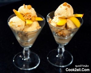 طريقه تحضير أيس كريم الخوخ بالبندق