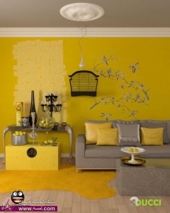 ارق الوان دهاناتباللون الأصفر  دهانات تحفة للحائط 2014