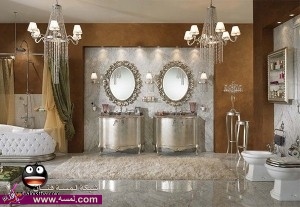 حمامات 2014اطقم حمامات خياليه حمام ذهبي مع فضي حمامات قصورتصميم حمام الواسع