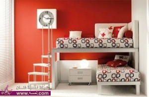 غرف نوم أولاد بدهان حوائط وجدران باللون الأحمر