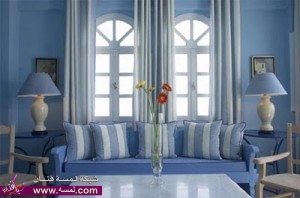 احدث صور وإشكال لديكورات دهانات الحوائط باللون الأزرق