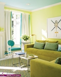 غرفة المعيشة باللون الأخضر الزيتوني