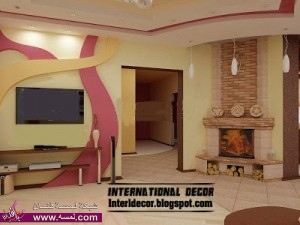 ألواح الجبس الحديثة تصاميم الجدران الداخلية والزخرفية لغرف البنات خيال ولا بالأحلام 2014